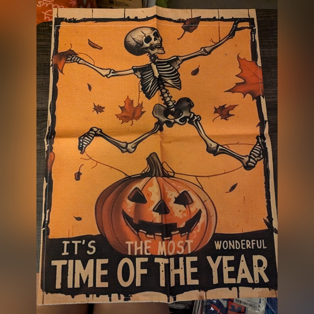 2/$12 Halloween Best Time of the Year Garden sized flag or Wall Hanging